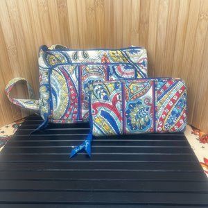 Vera Bradley Bag "Marina Paisley" Pattern (Retired) Purse with Matching Wallet
